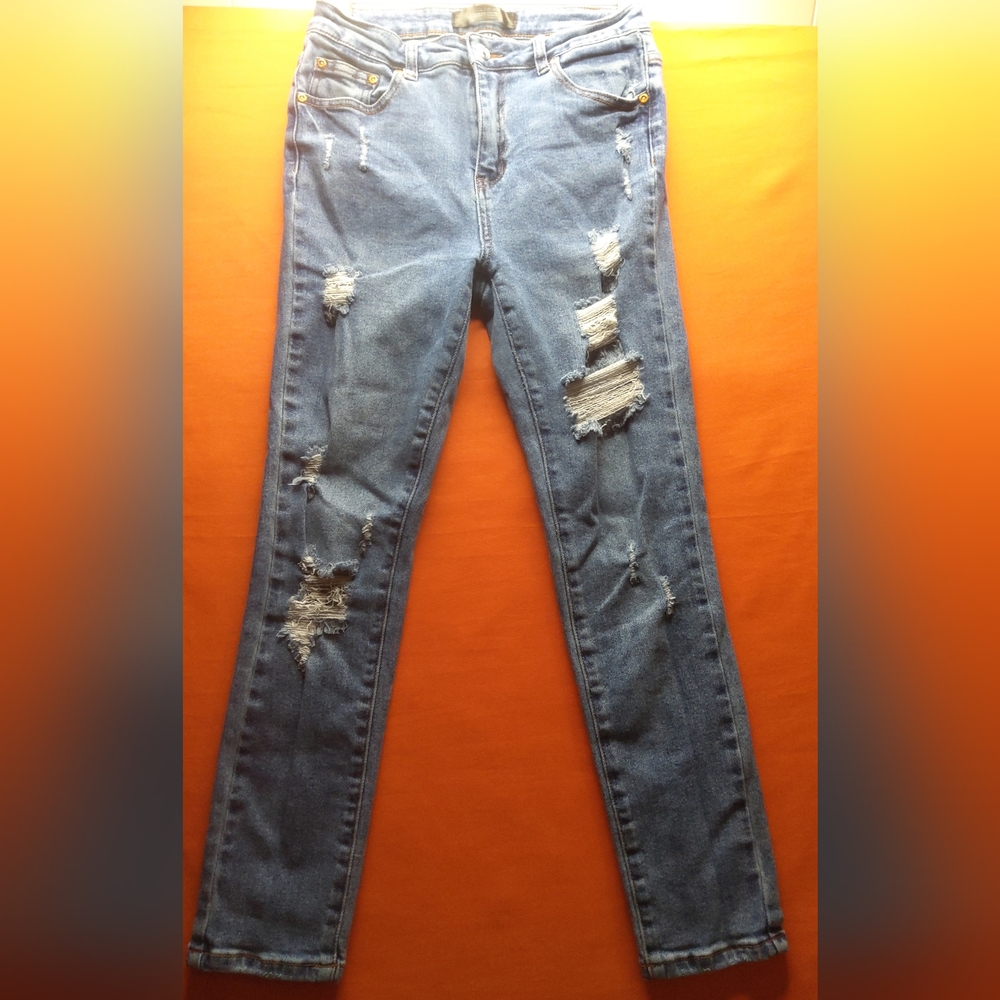 Monkey Ride Distressed Blue Jeans